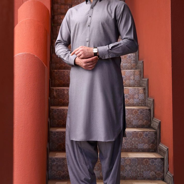 Grey shalwar kameez for winters