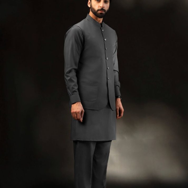 Charcoal Gray Waistcoat Suit